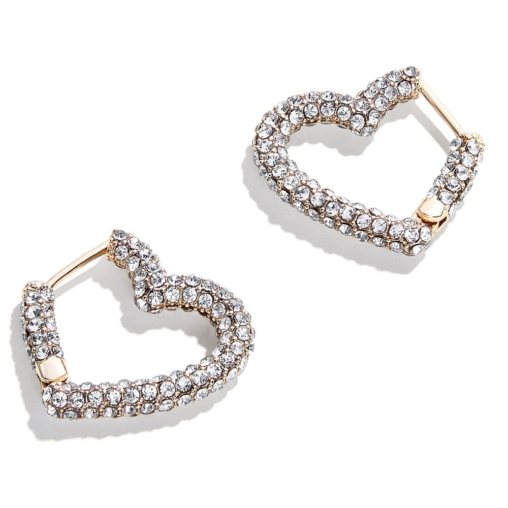 BaubleBar Velma Pavé Heart Huggie Earrings NWT